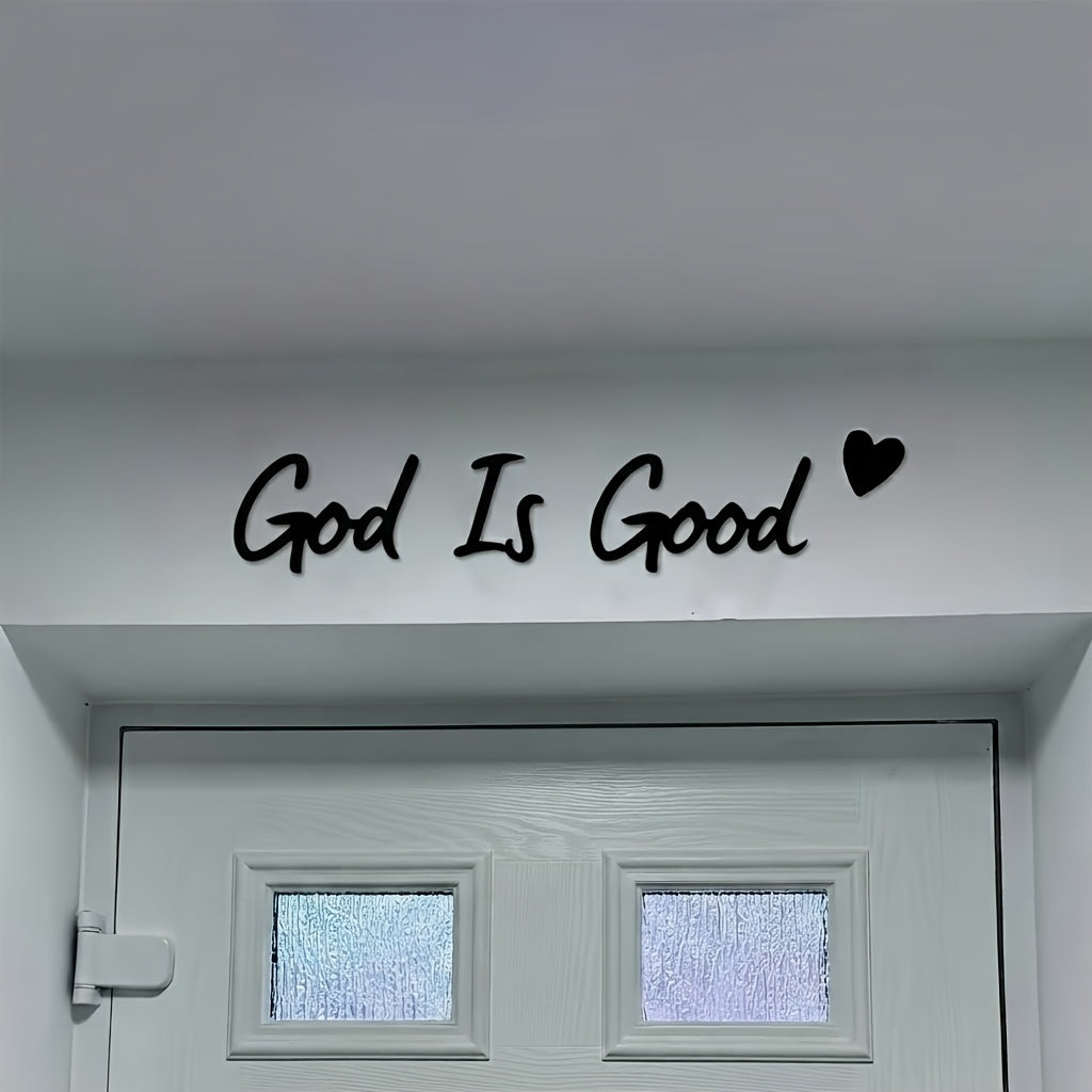 4  god good wall art set script word sign heart
