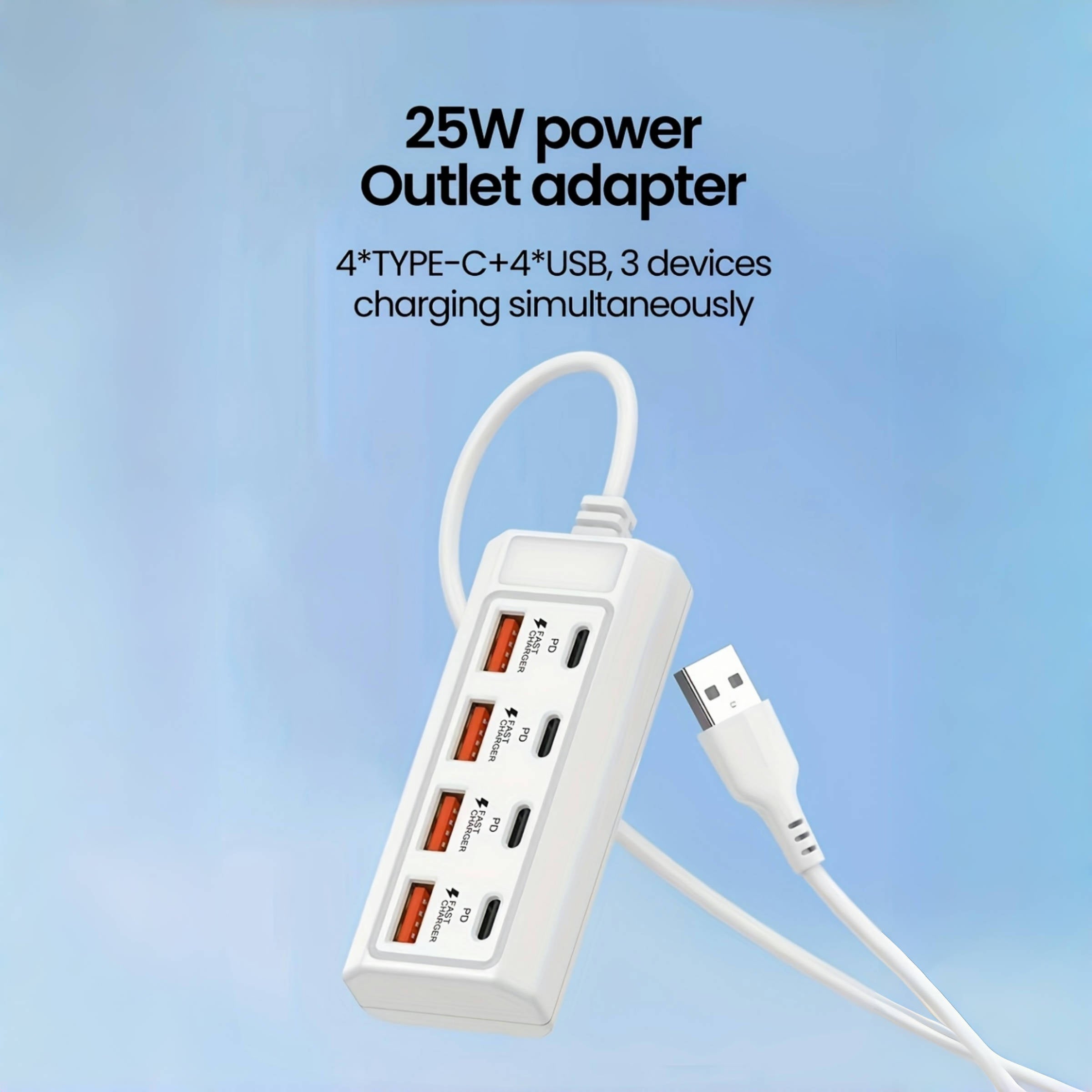 1pc25w rv fast charging   port usb hub 4usb a 4type