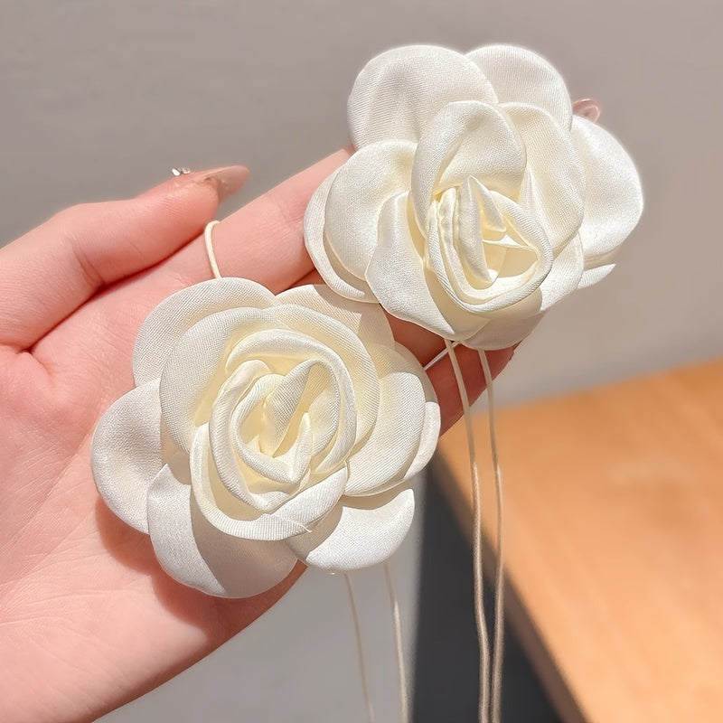 2pcs black white flower necklaces rose choker neckbands