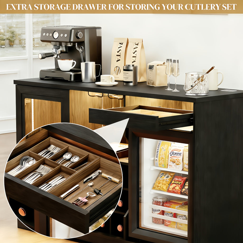 home bar cabinet mini fridge led lights black liquor cabinet