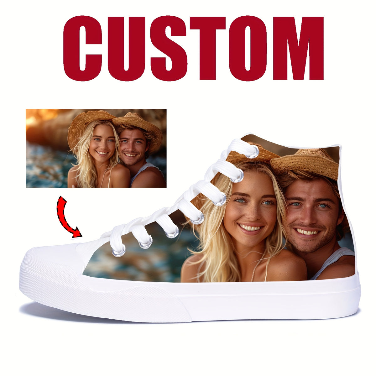 custom photo image text name white low top white high top