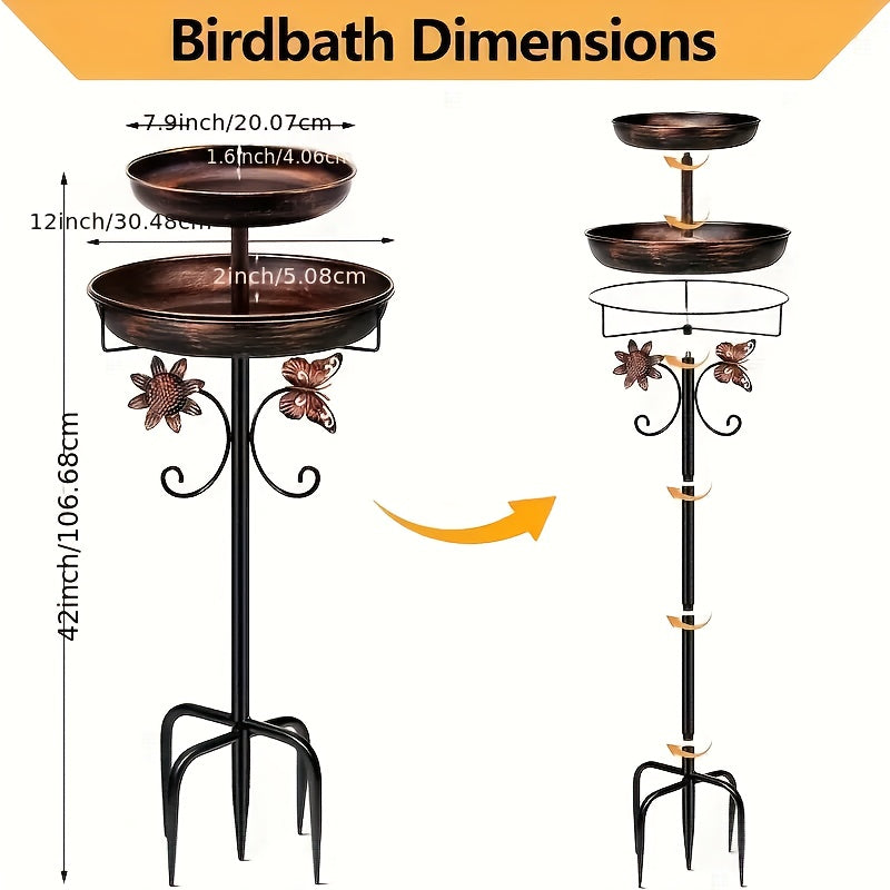 42 inch heavy duty metal double layer bird bath tub 7 9 feet