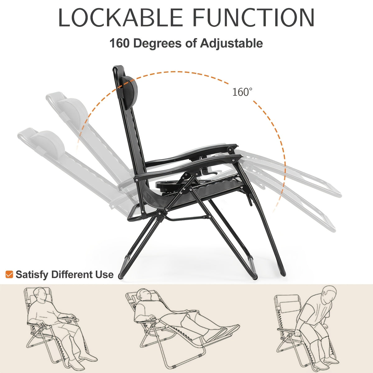 4pcs zero gravity lounge chairs foldable reclining outdoor
