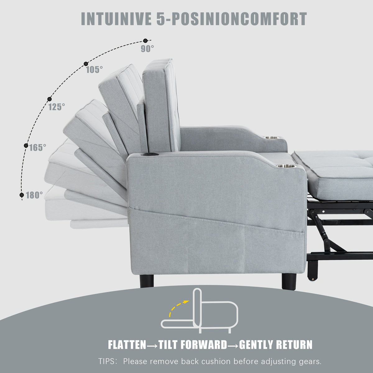 3 in 1 folding sofa bed convertible sleeper chair bed space