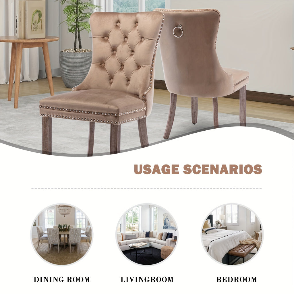 velvet upholstered dining chairs set 2 wingback dining room