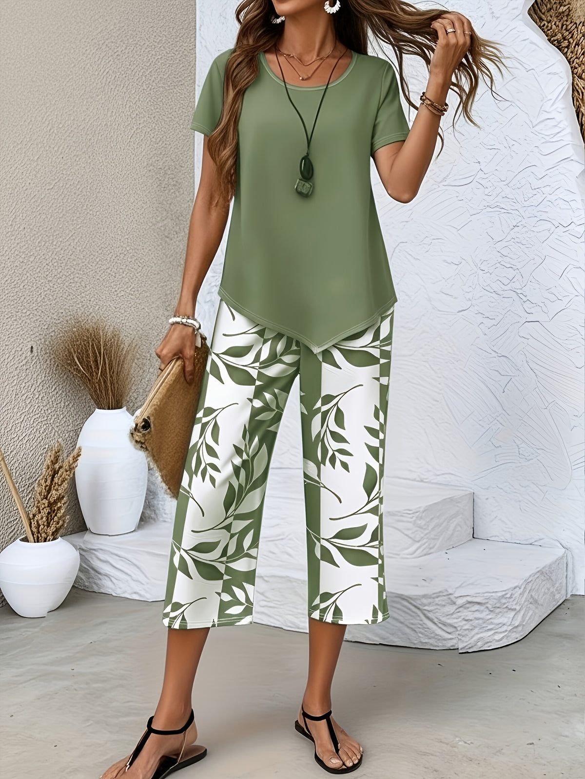 relaxed womens leisurewear ensemble featuring   pattern