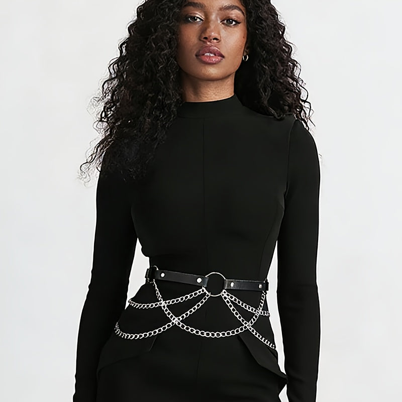 punk gothic style chain dark style cross layered chains