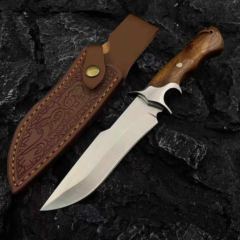 1pc   damascus fixed blade knife wooden handle