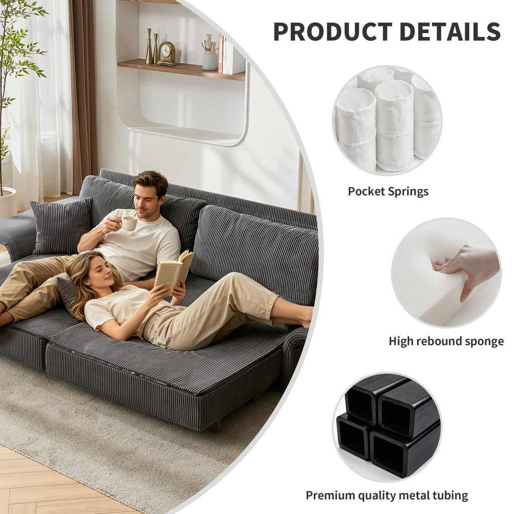 sleeper sofa bed set 2 in 1 convertible 2 seater corduroy