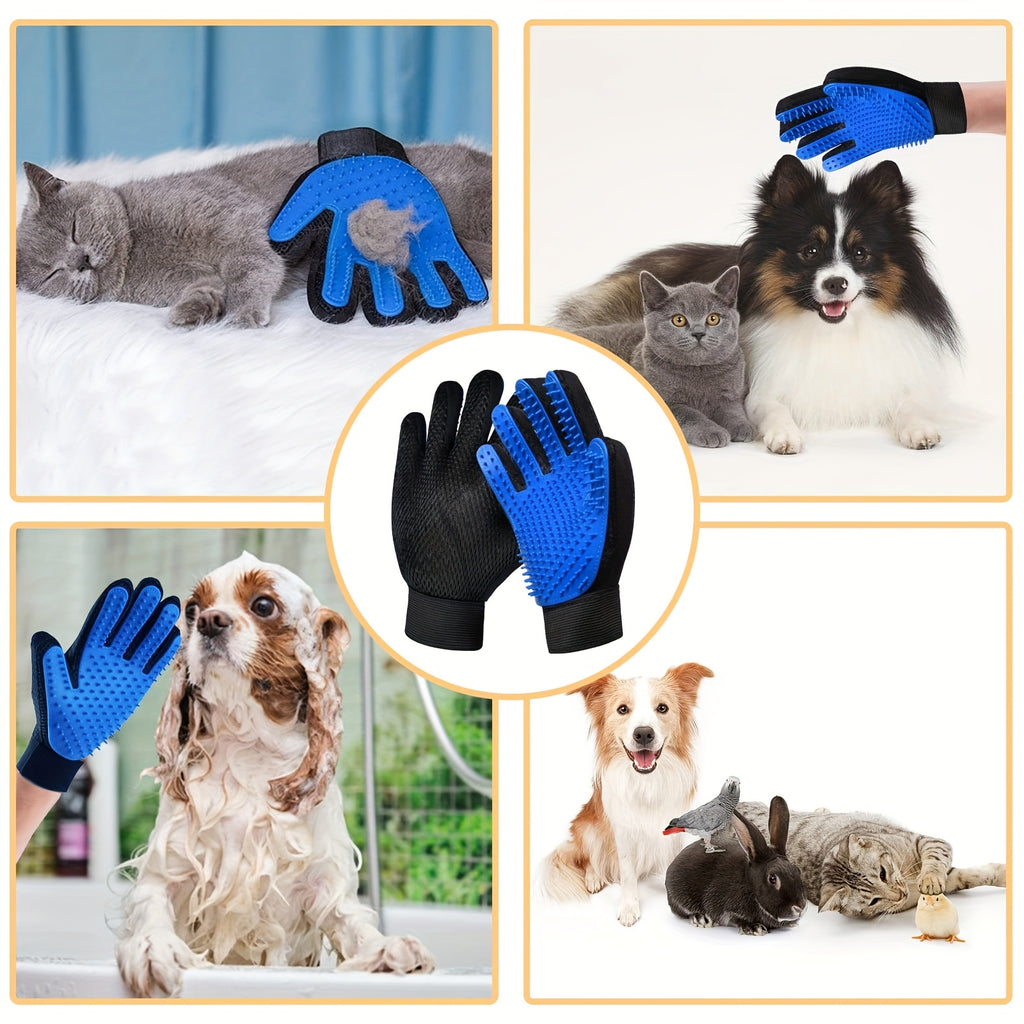 2pcs pet grooming gloves silicone hair removal massage