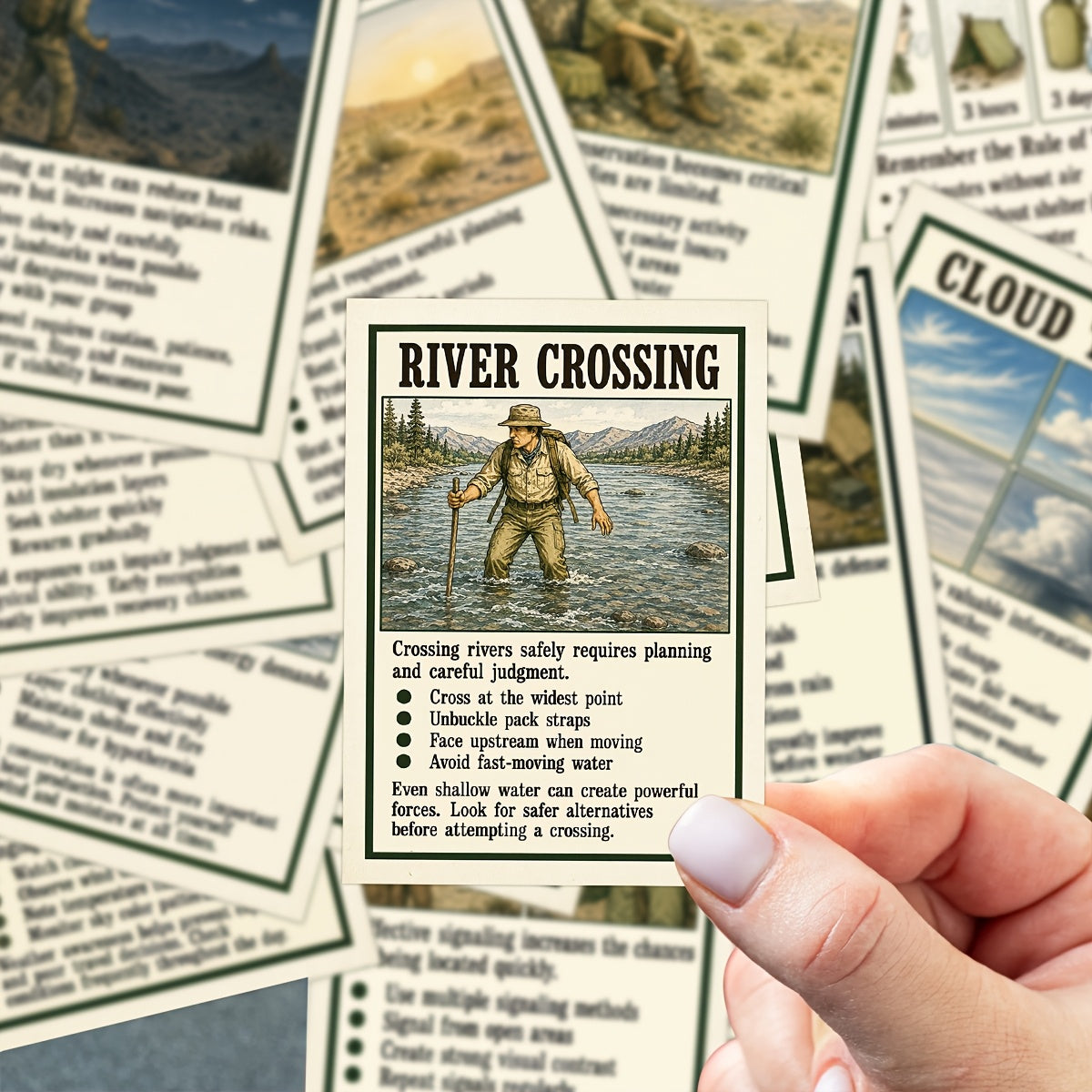 50pcs wilderness survival skill postcards vintage outdoor