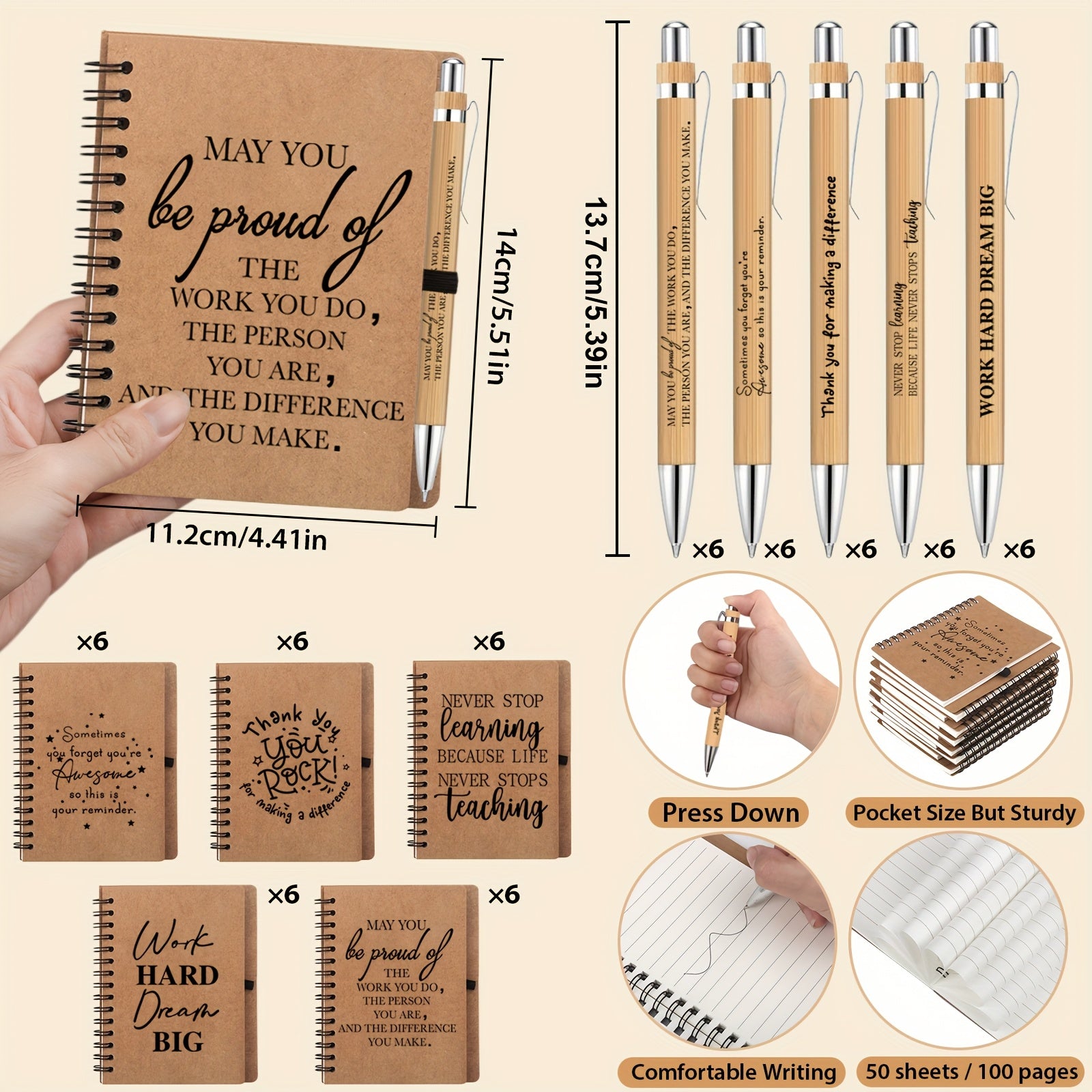30 sets spiral notebooks sets thank gifts inspirational