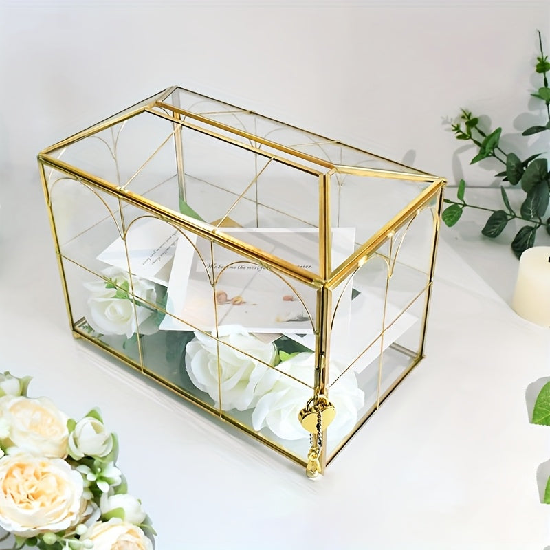 golden glass card box lock slots   inches   25 9cm