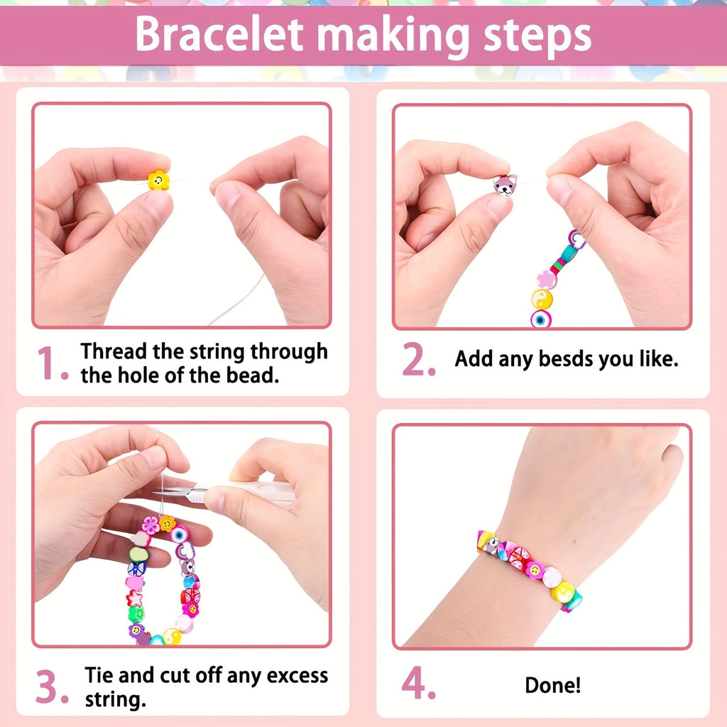 bracelet making kit fruit flower polymer clay beads mixed