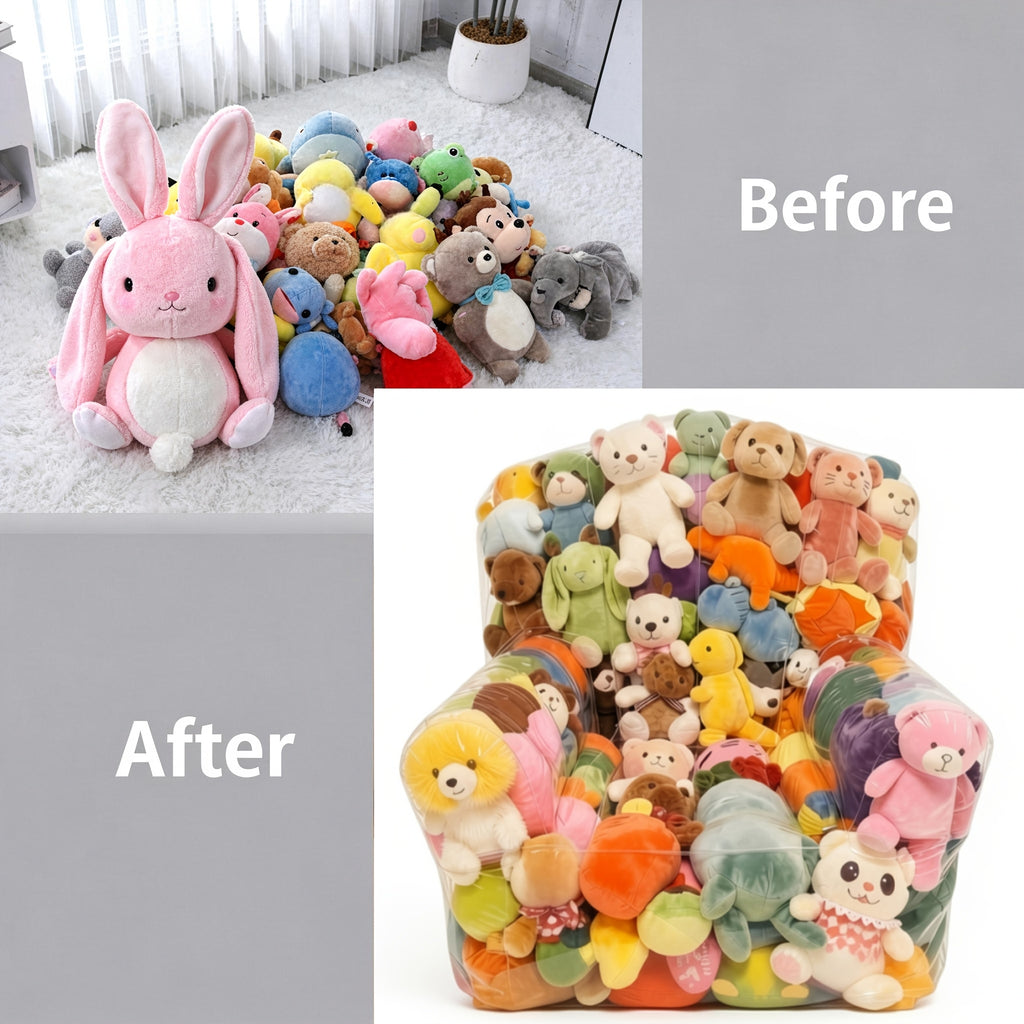 1pc large capacity transparent bean bag plush animal storage