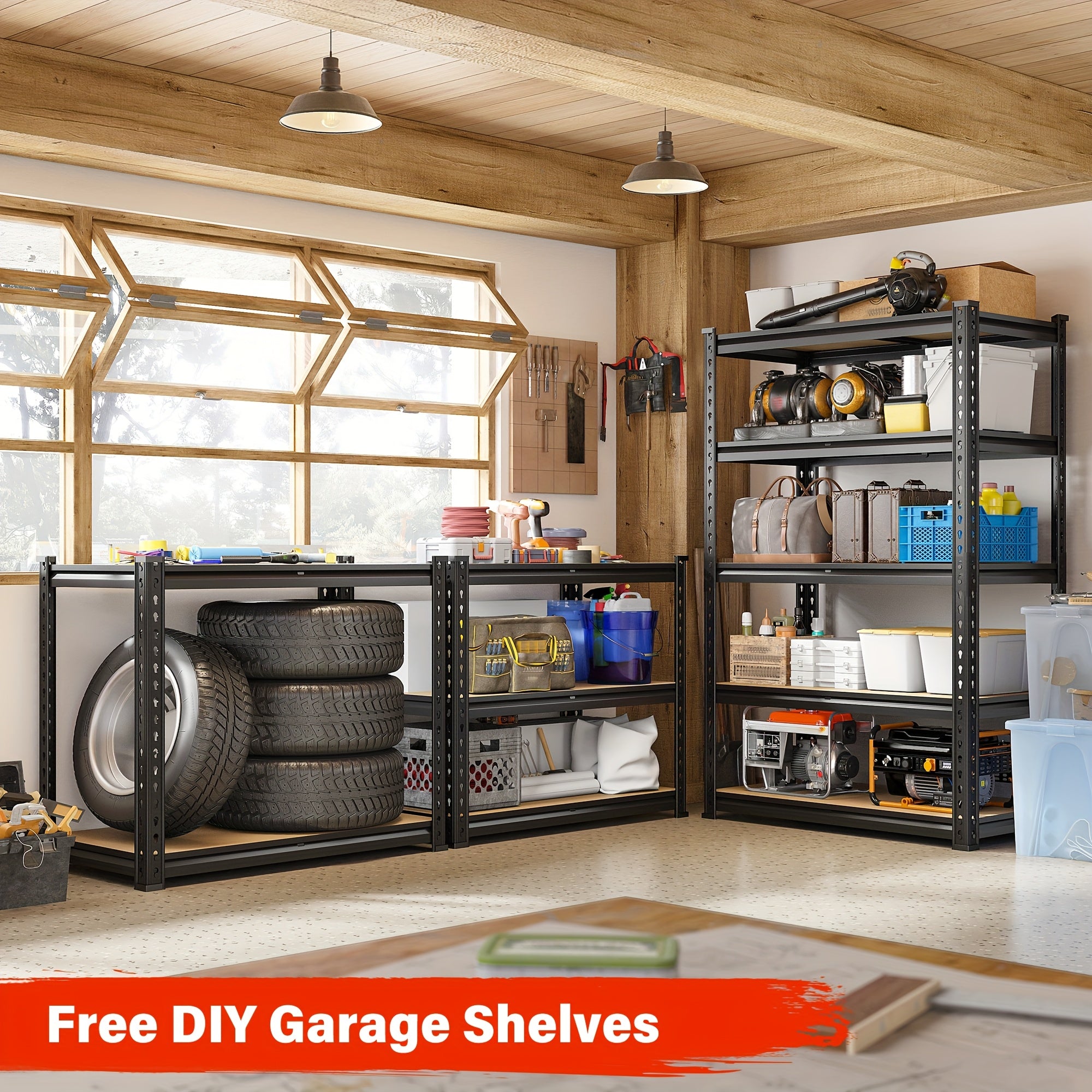 reibll 72 heavy duty garage shelving 5 tier adjustable