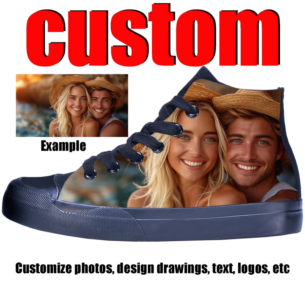 custom photo image black high top canvas sneakers casual