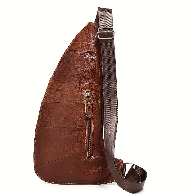 mens genuine cowhide belt bag multiple zipper compartments