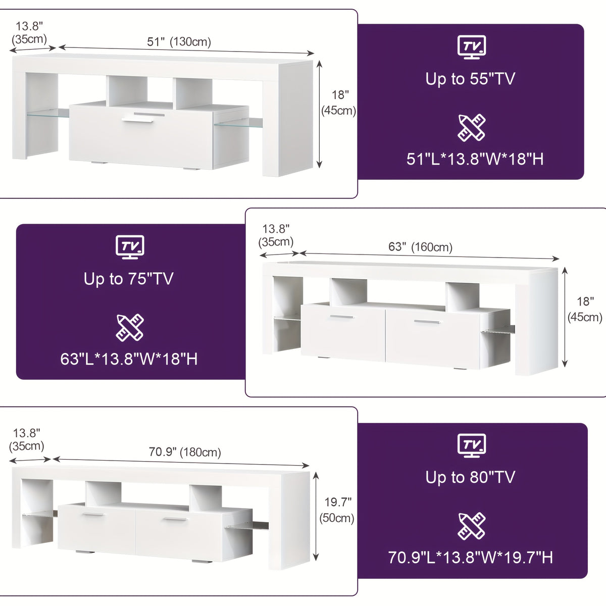 71 high gloss   stand led lights 55 65 75 80 inch tvs
