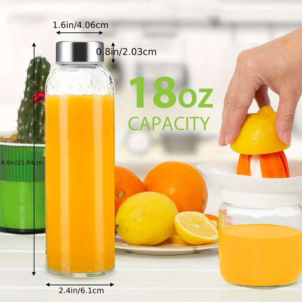 6 pack 18oz glass water bottles lids reusable glass juicing