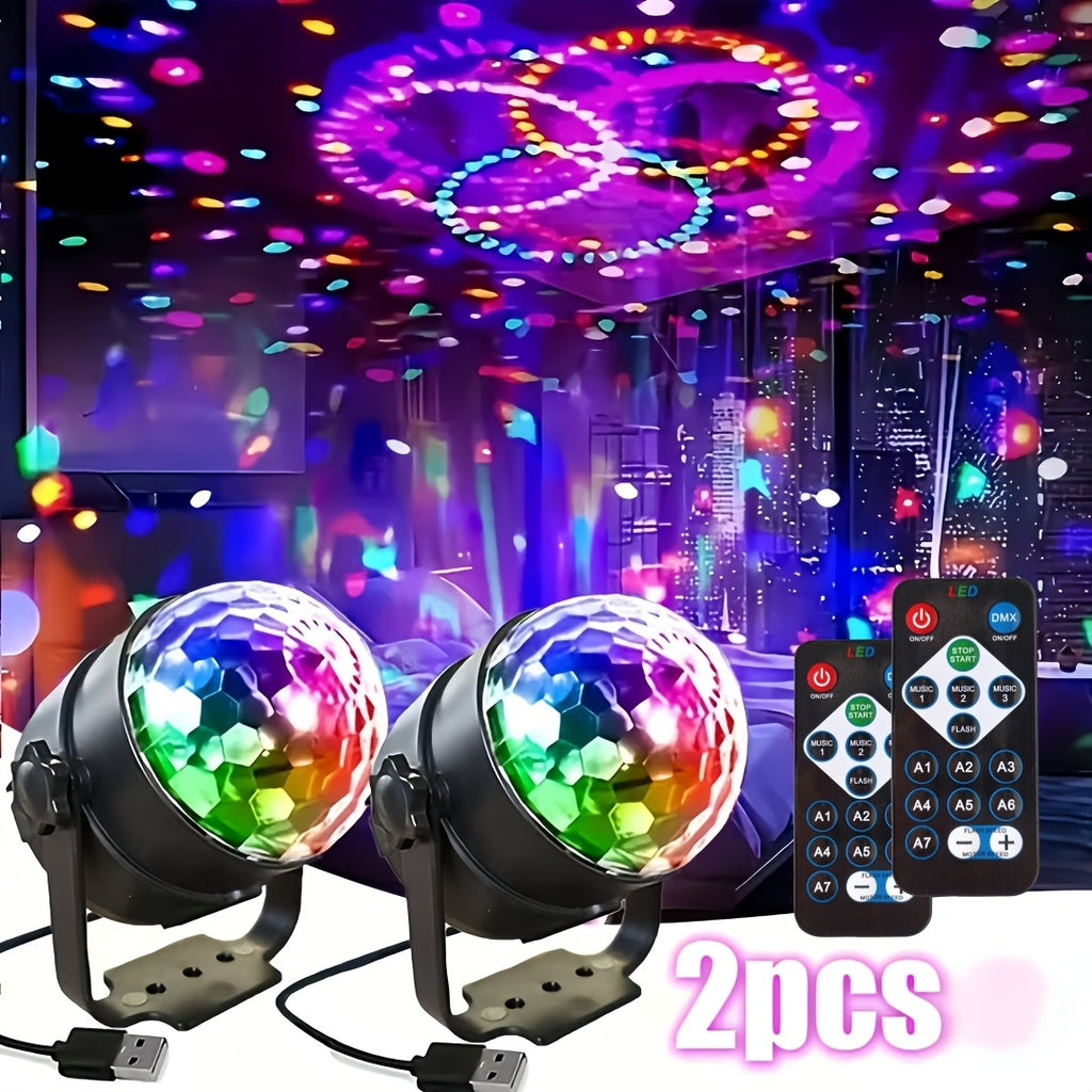 2pcs qwsxde remote   projection light rgb disco