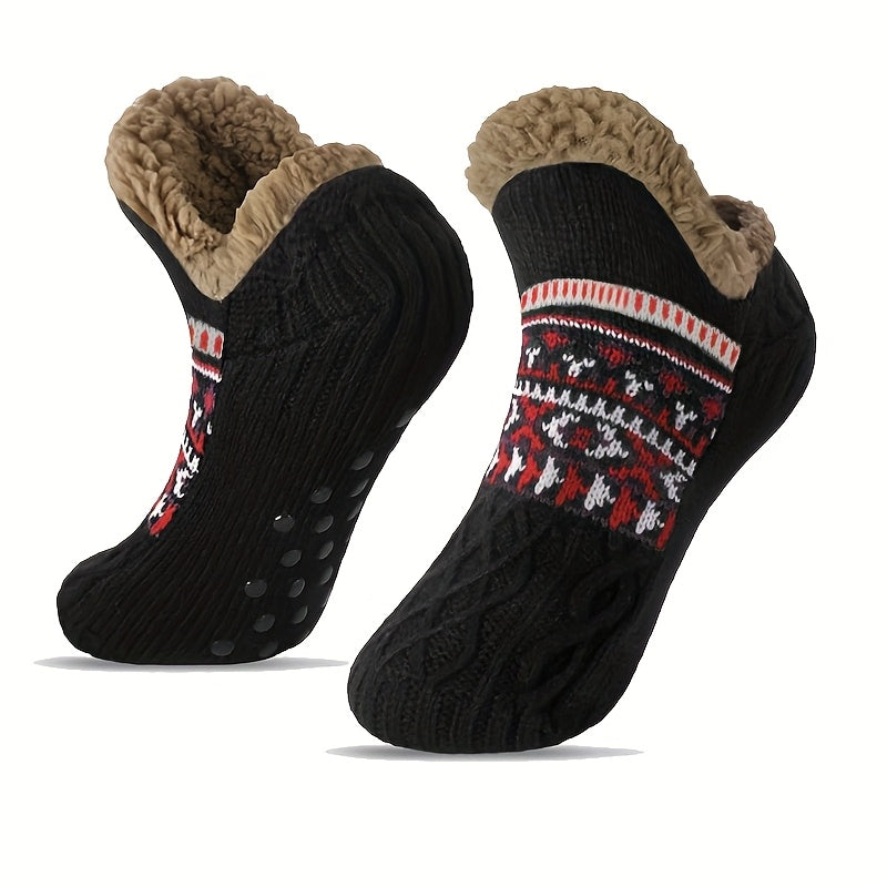 1 pair mens sherpa fluffy warm winter socks slippers non