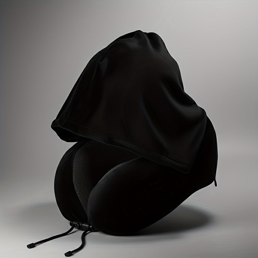 a neck pillow made a hood designed block light providing