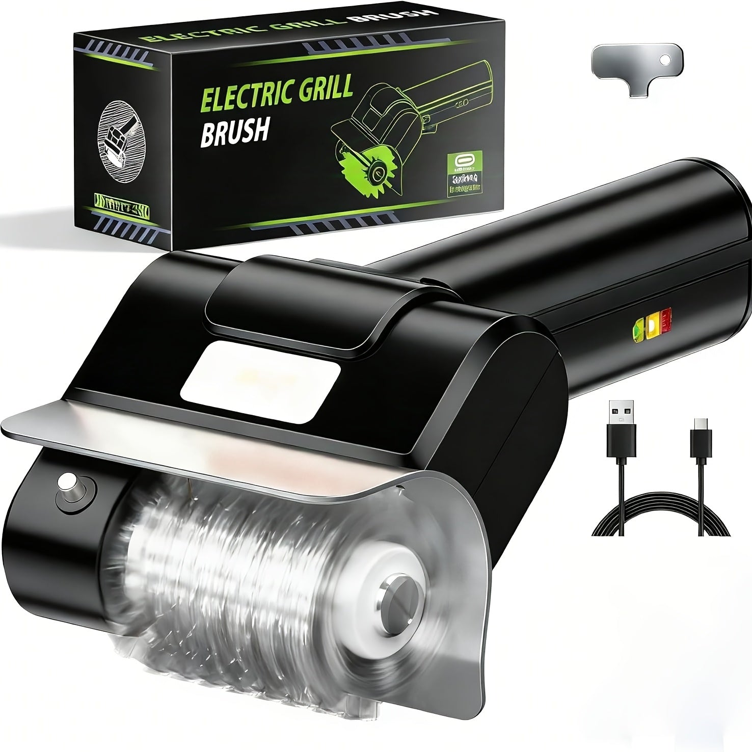 cordless electric grill brush 800 rpm rotating grill cleaner