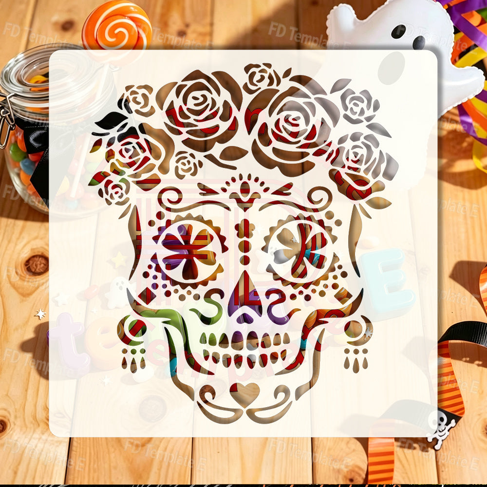 1pc reusable   skull template dia de los muertos