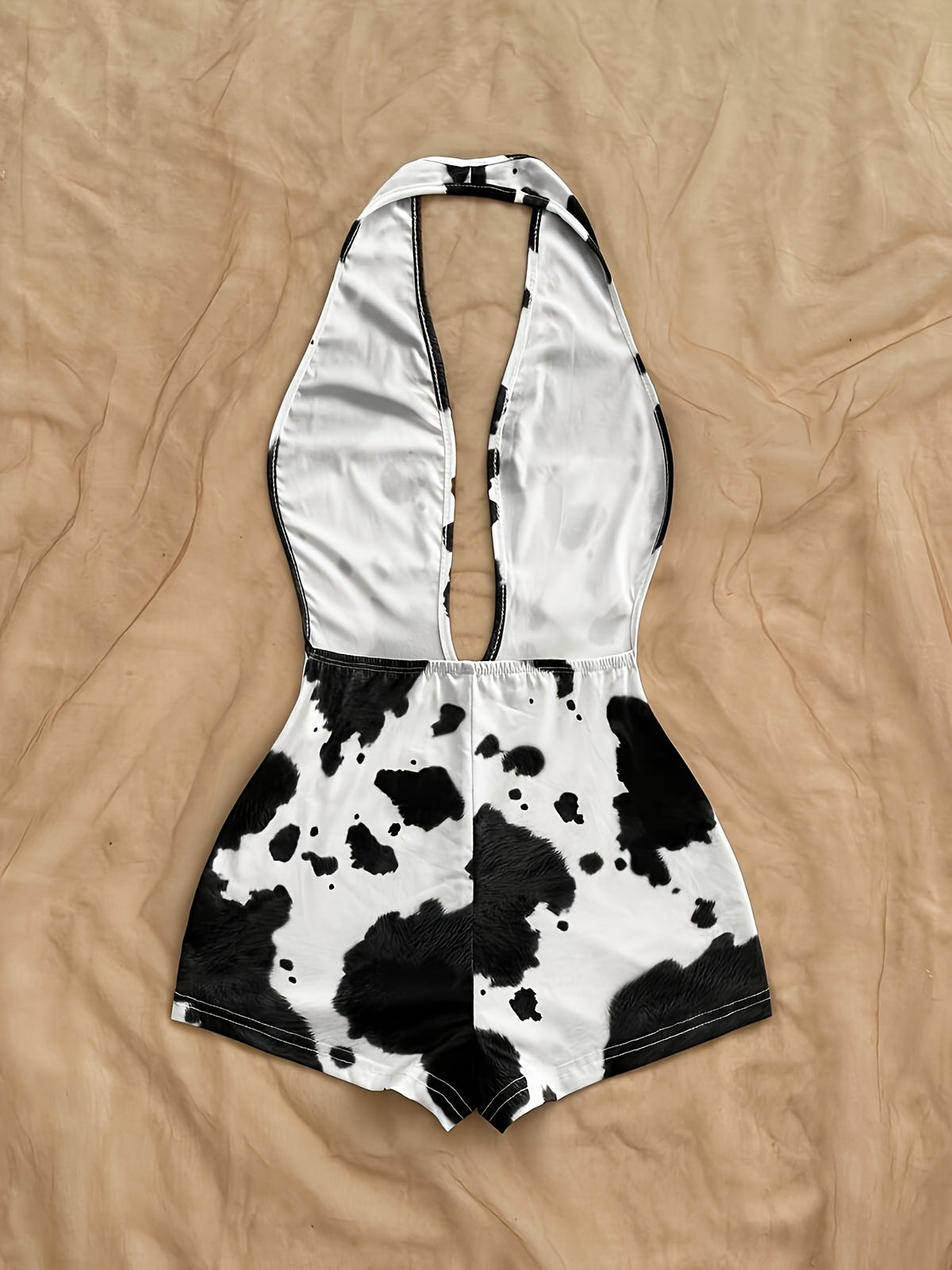 womens fashion leopard print deep v neck backless jumpsuit