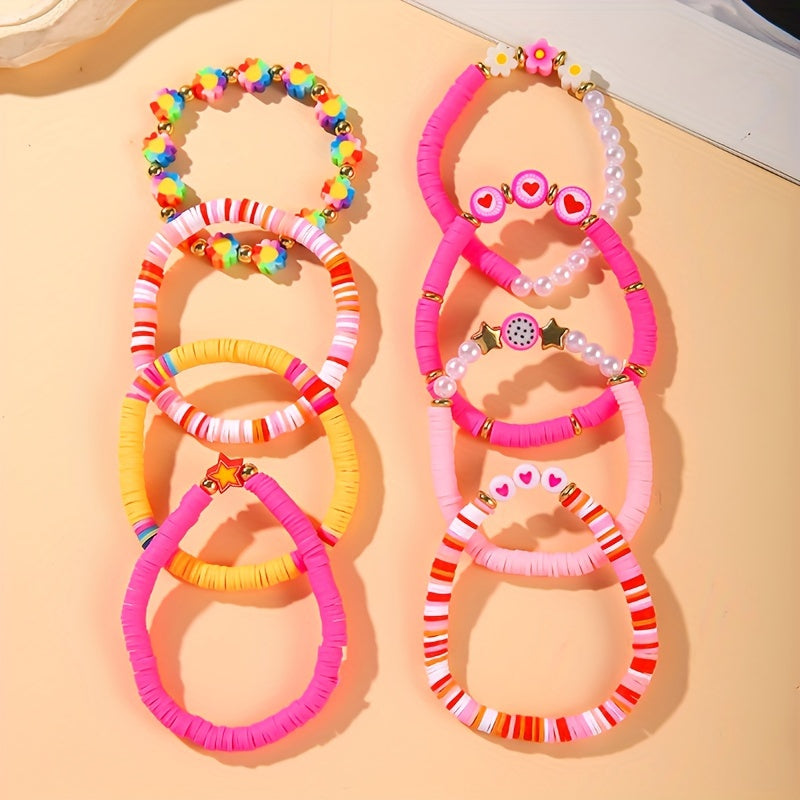 8pcs sweet cute floral heart themed pink multi layer