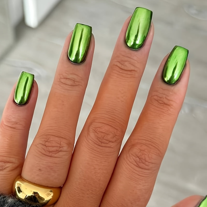 metallic mirror chrome green nail polish burnt   high