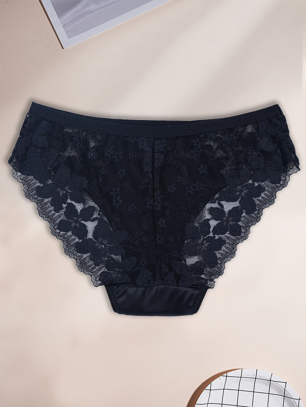 3pcs solid color   fabric floral contrast lace