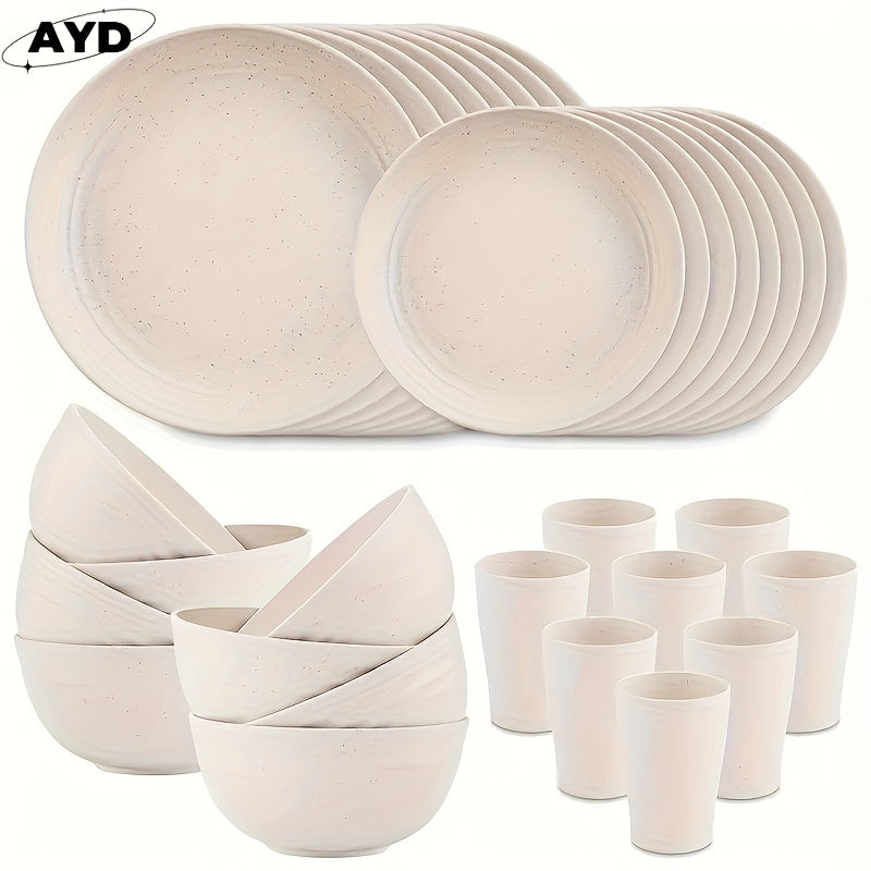 32 16pcs wheat straw large size dinnerware set service 8 4