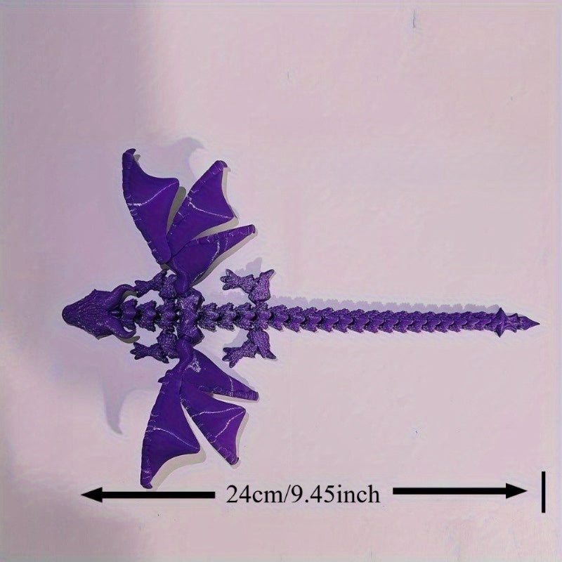 3d printed dual horned dragon statue flexi wings