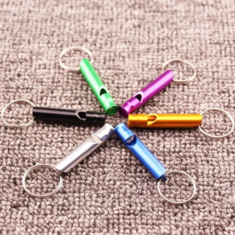 6pcs durable aluminum alloy mini whistles outdoor survival
