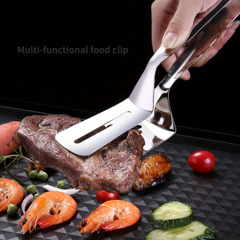 1pc stainless steel fried fish shovel clamp food tong fish