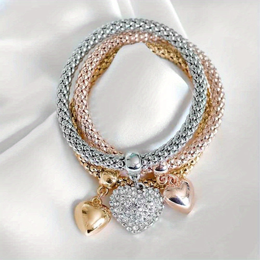 3pcs set golden silvery rose   chain bracelet tree
