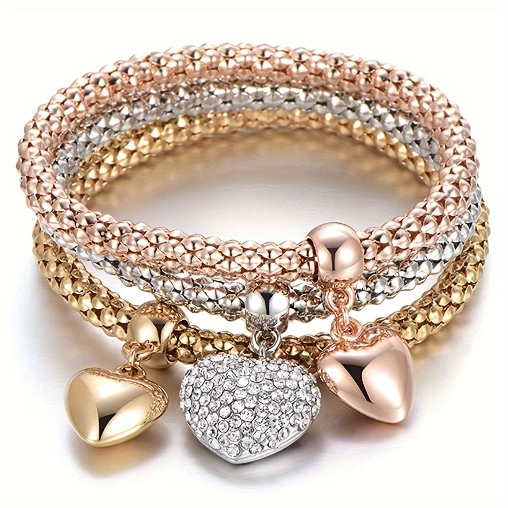 3pcs set golden silvery rose   chain bracelet tree