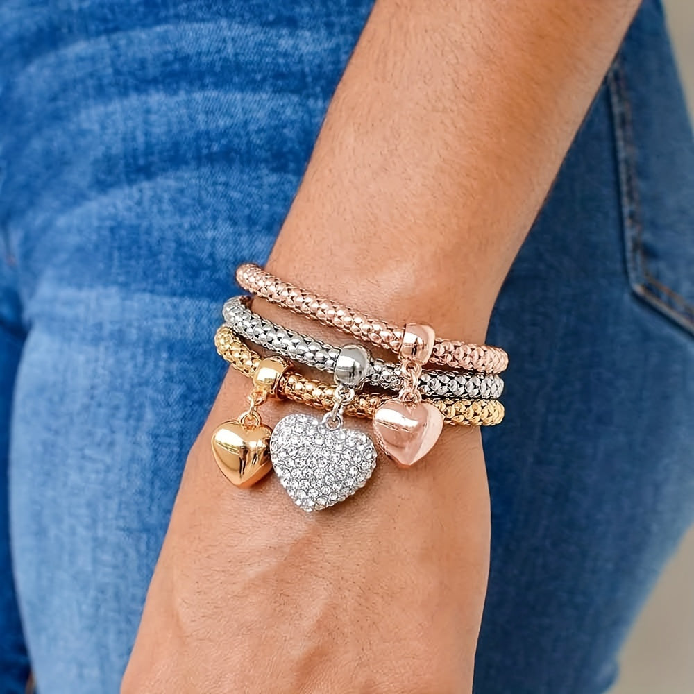 3pcs set golden silvery rose   chain bracelet tree