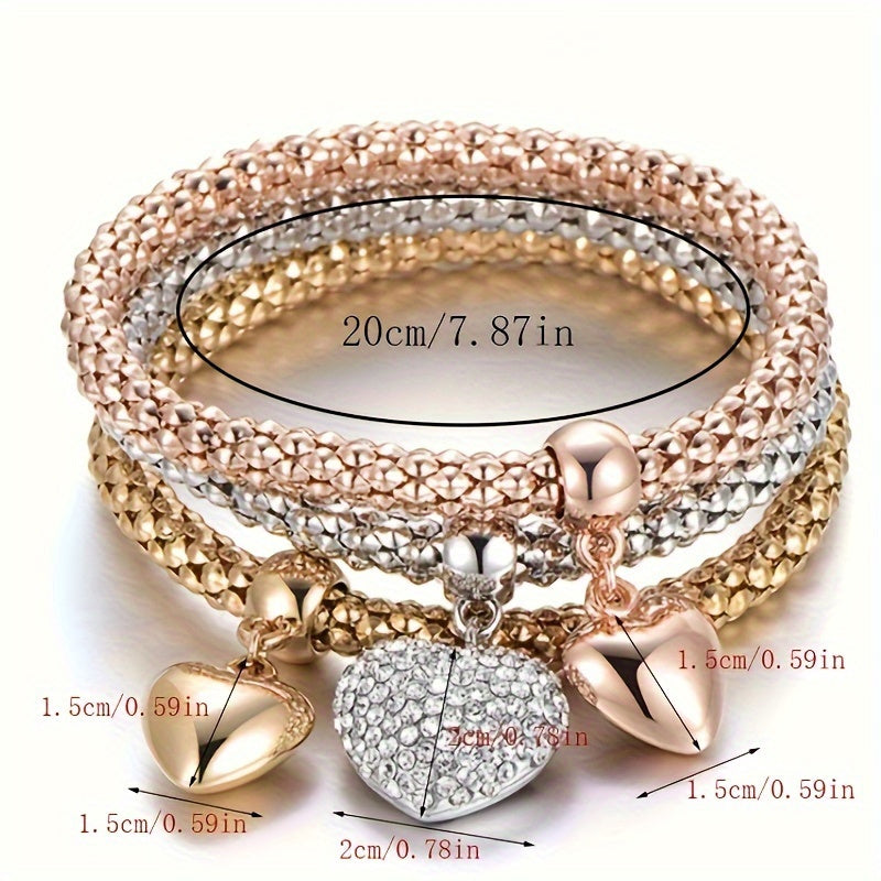 3pcs set golden silvery rose   chain bracelet tree