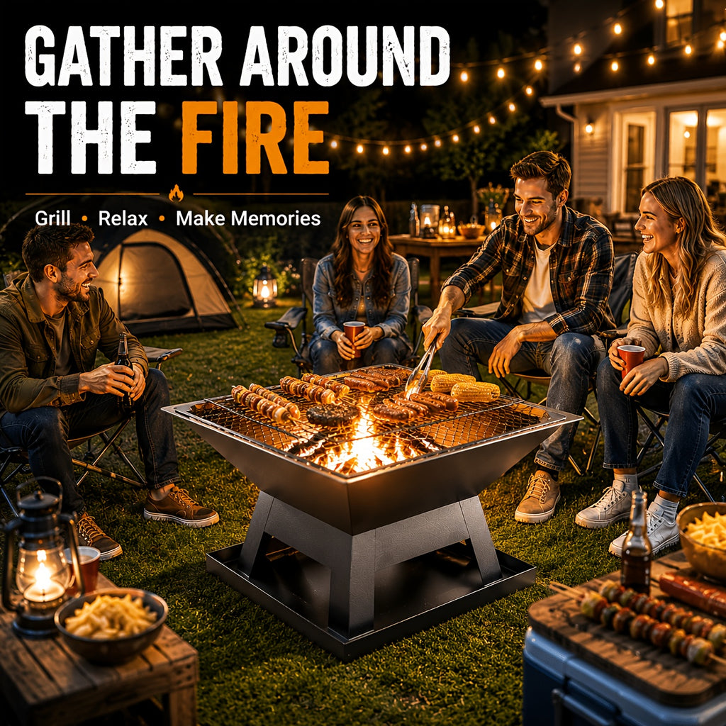 portable 4 in 1 wood burning fire pit removable cooking
