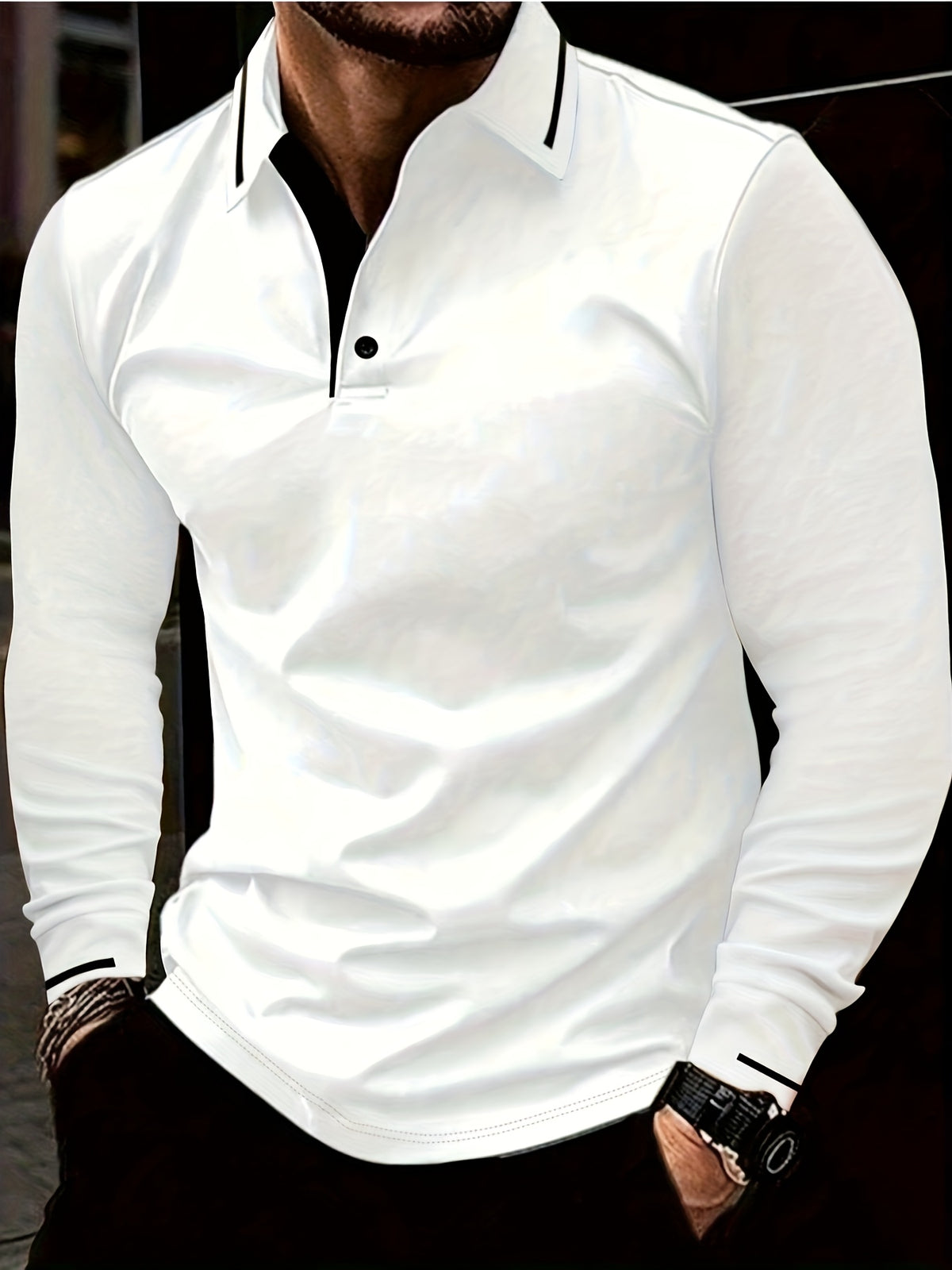 mens fashion long sleeve   shirt casual golf wear