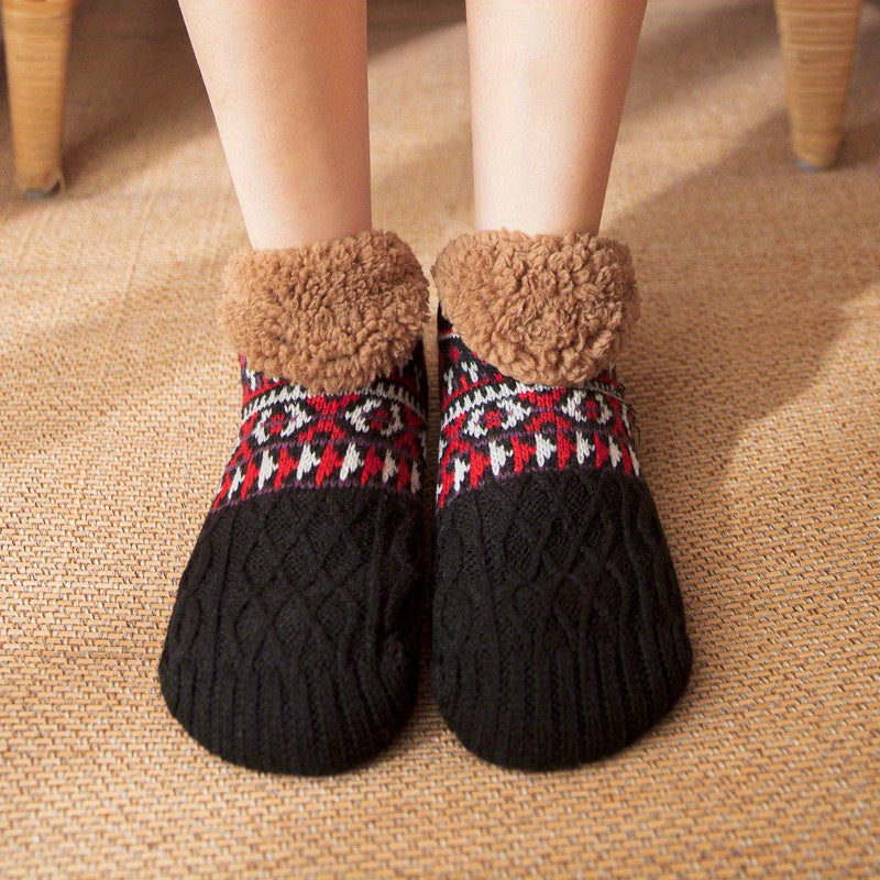 1 pair mens sherpa fluffy warm winter socks slippers non