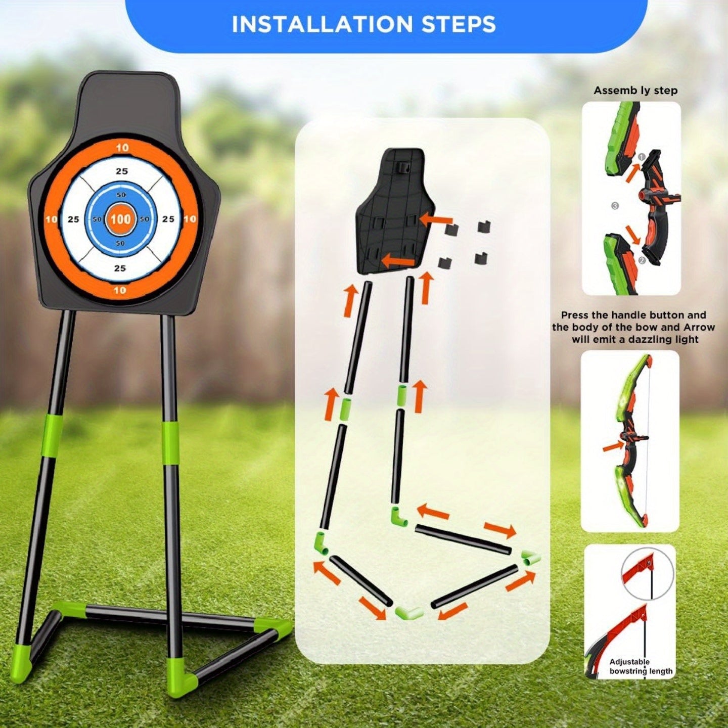 2 pack bow arrow toy kids boys girls light archery
