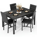 modern 5pcs   marble dining table set upholstered pu