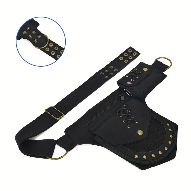 fashionable retro studded outdoor casual waist bag women