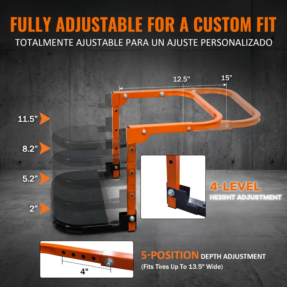 heavy duty foldable tire step anti slip texture adjustable