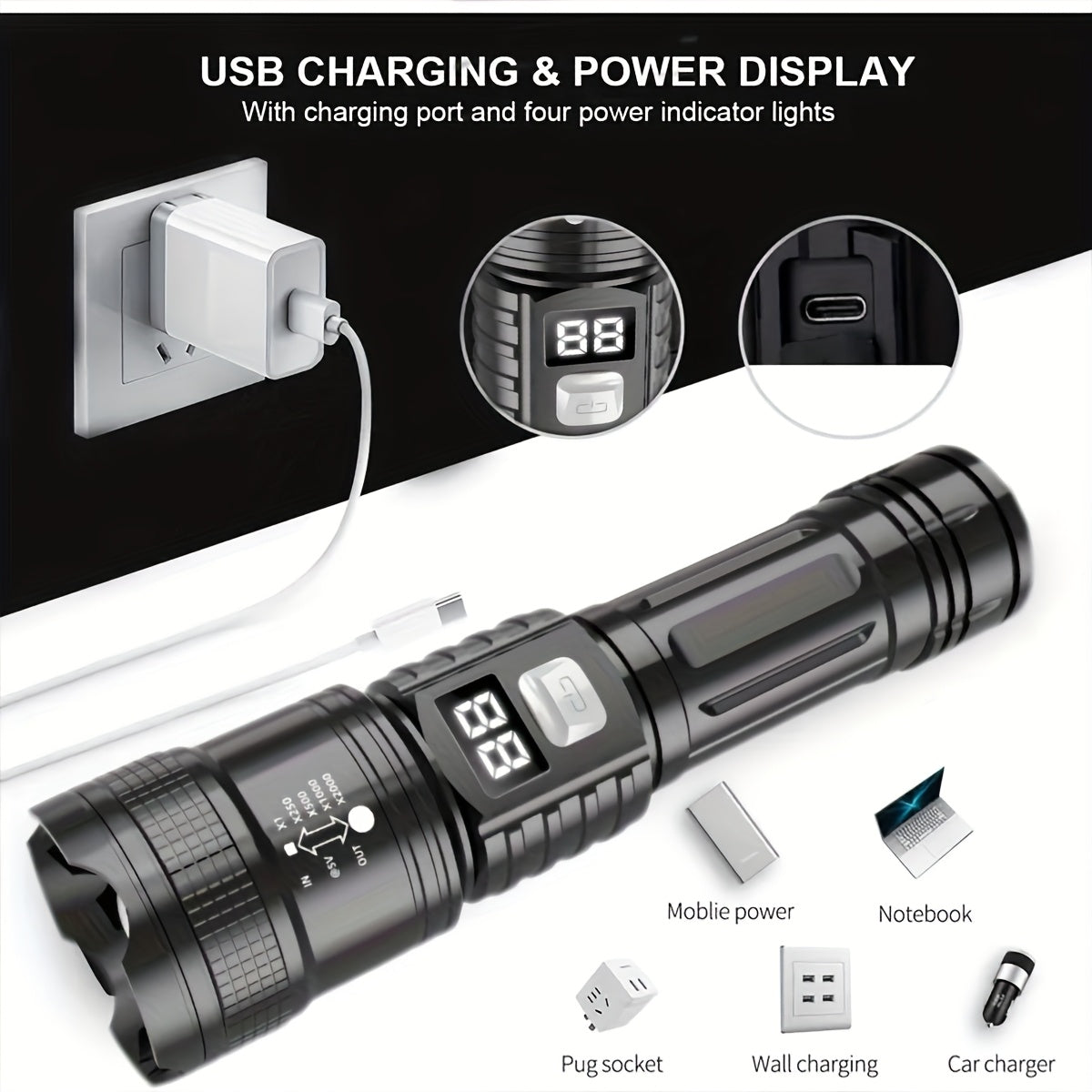 4pcs rechargeable high power led flashlights