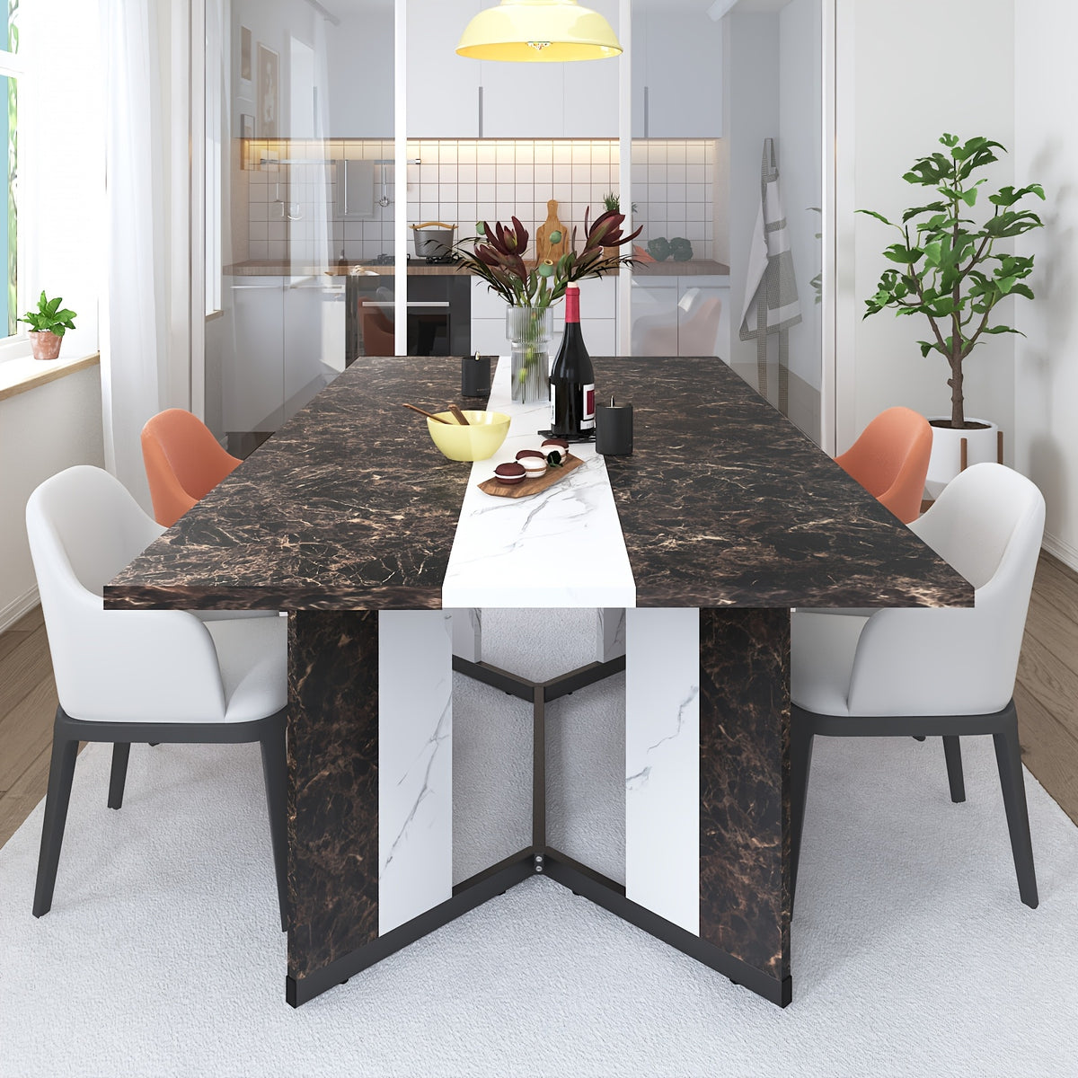 71 rectangle modern dining table office   room